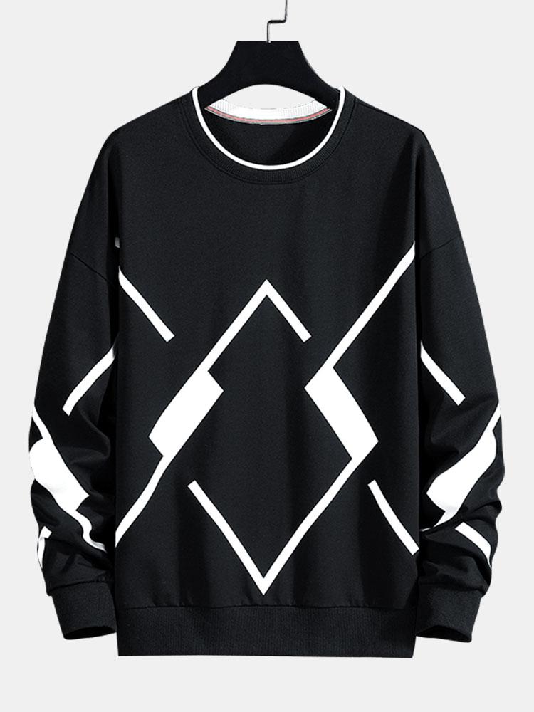 Geometric Print Crew Neck Sweatshirt